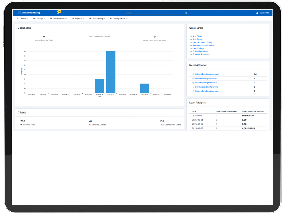 Demo of Marabanking cloud platform